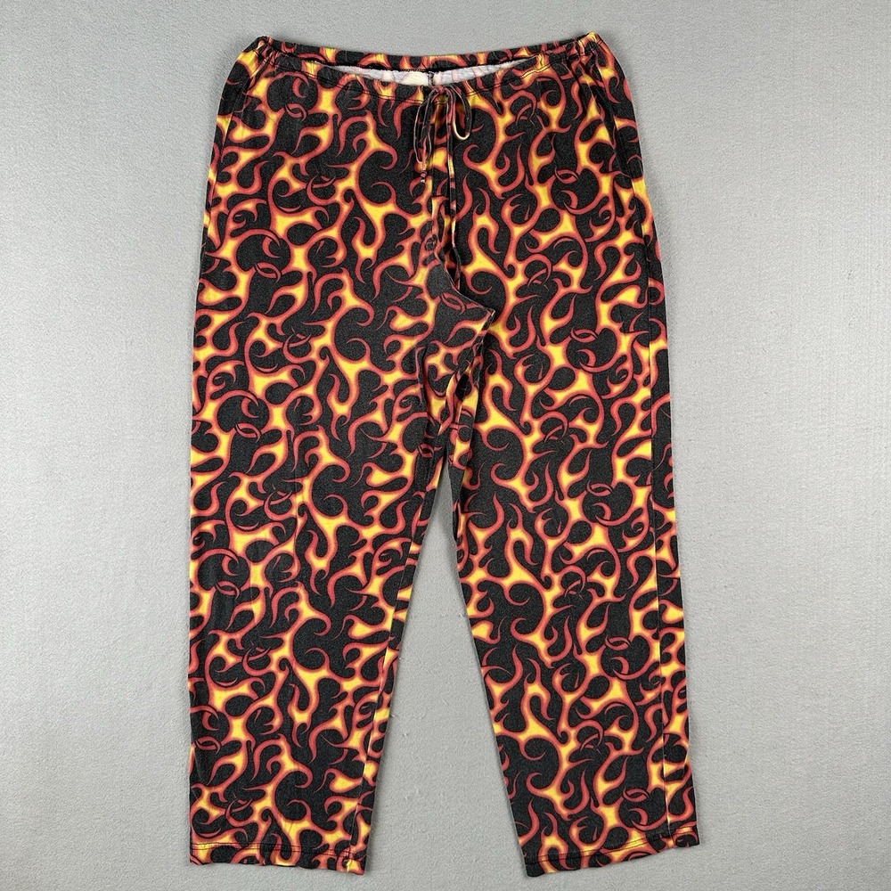 Vintage Morbid Threads Flame Pants Men's Medium Black Red Lounge Grunge Punk